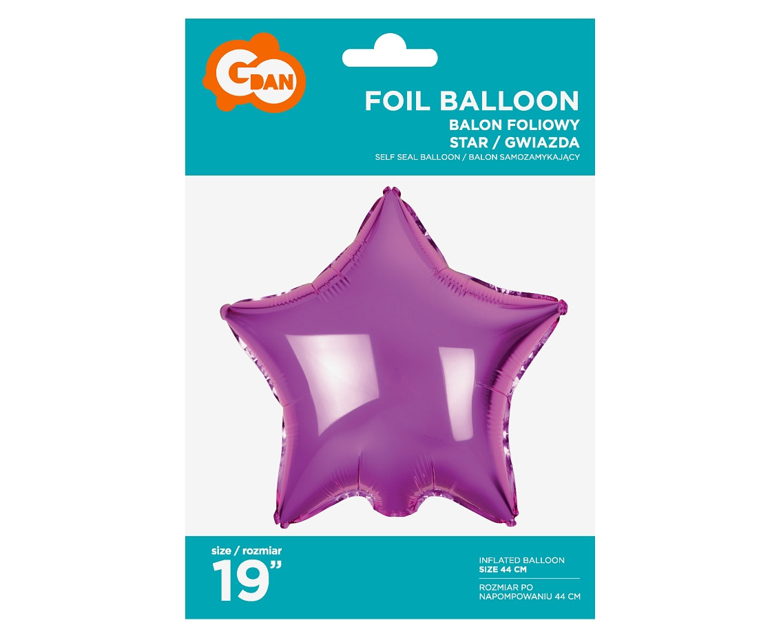 Foil balloon "Star" , pink, 18" EOL