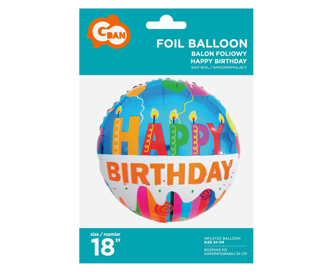 Foil balloon "Happy Birthday (candles)" , 18" EOL