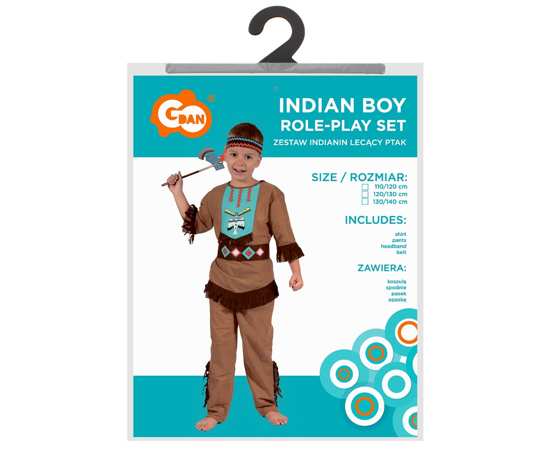Indian role-play set for kids (shirt, pants, headband), size 110/120 cm