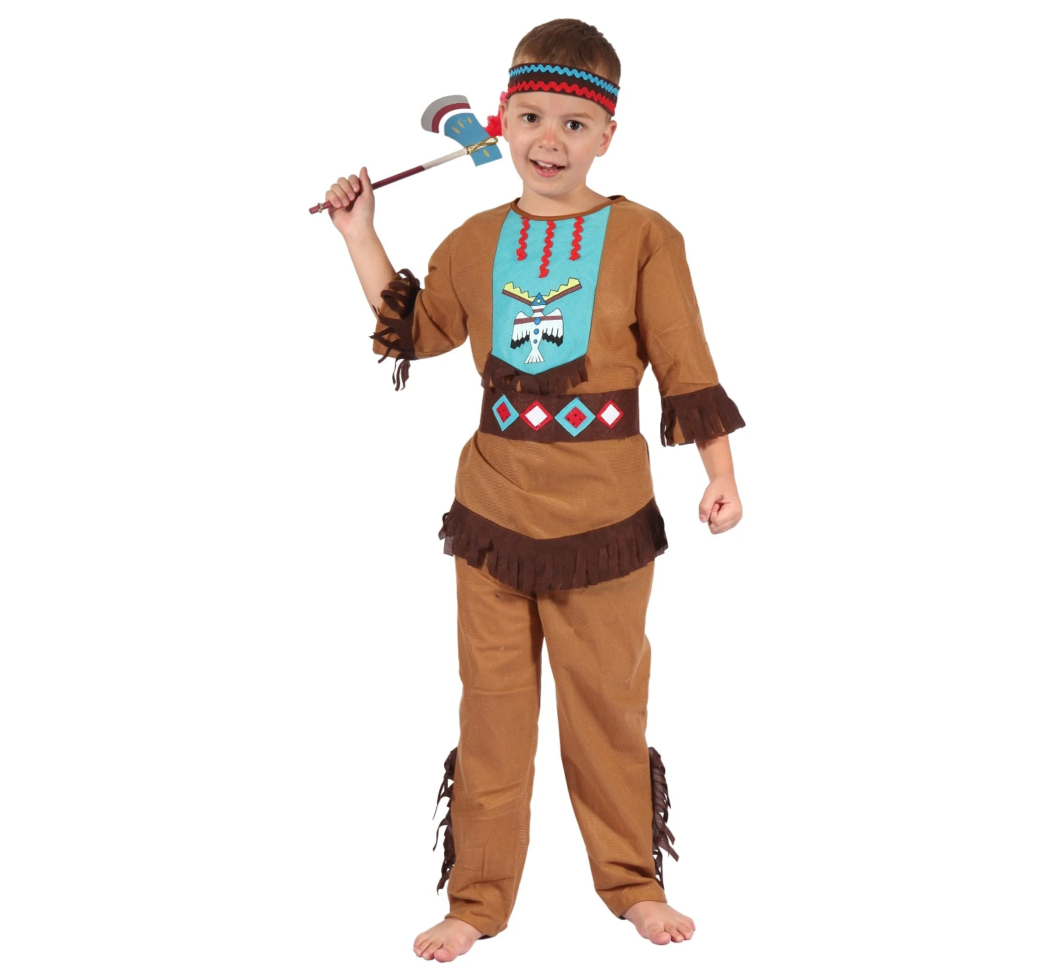 Indian role-play set for kids (shirt, pants, belt, headband), size 120/130 cm