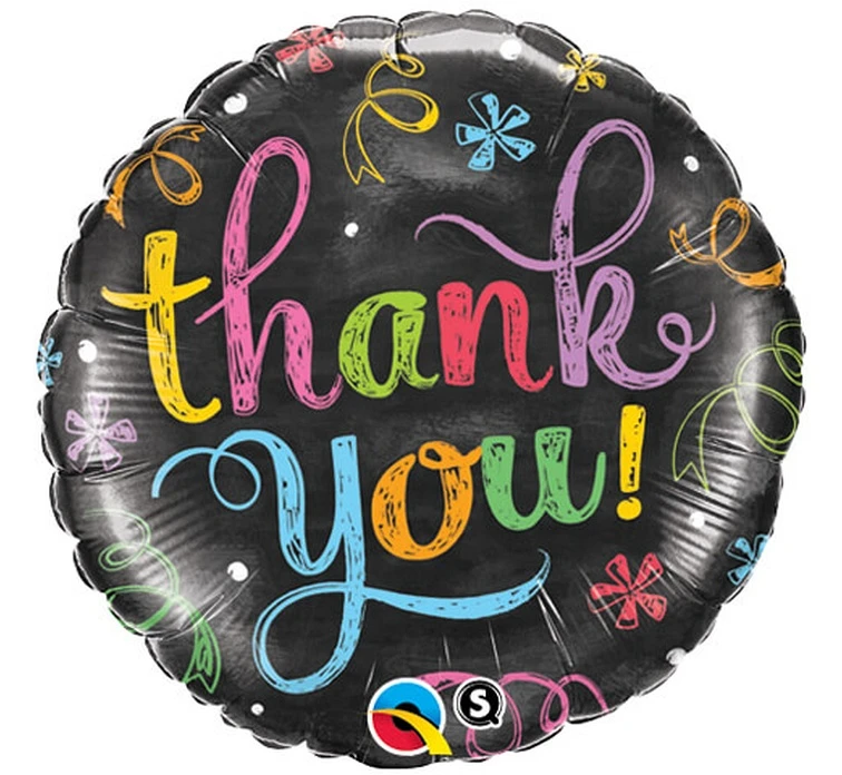Foil balloon 18 inches QL CiR - "Thank You Chalkboard" EOL