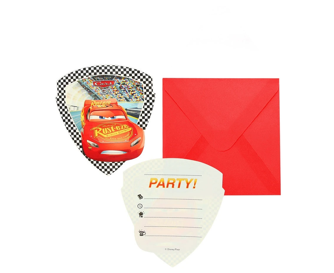 Invitations with an envelope "Cars 3" 6 pcs EOL