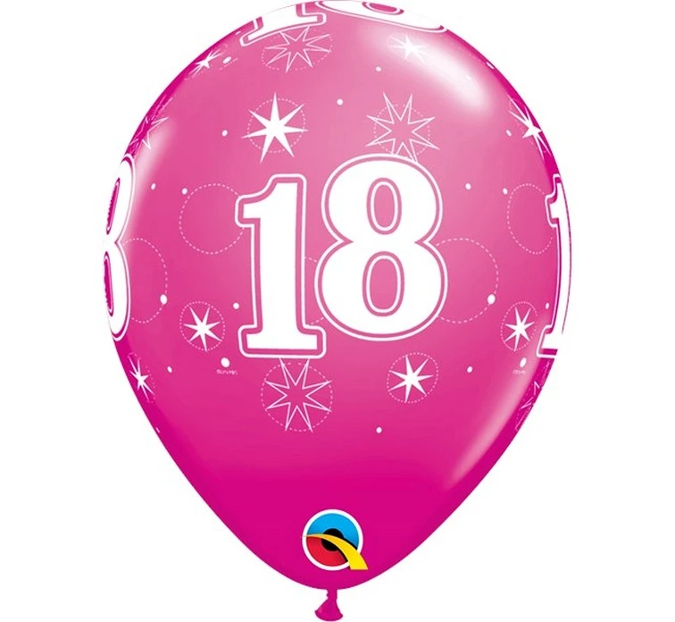 Balloons Anagram 11", QL 18 stars and circles, pastel cranberry, 6pcs EOL