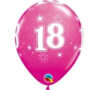 Balloons Anagram 11", QL 18 stars and circles, pastel cranberry, 6pcs EOL