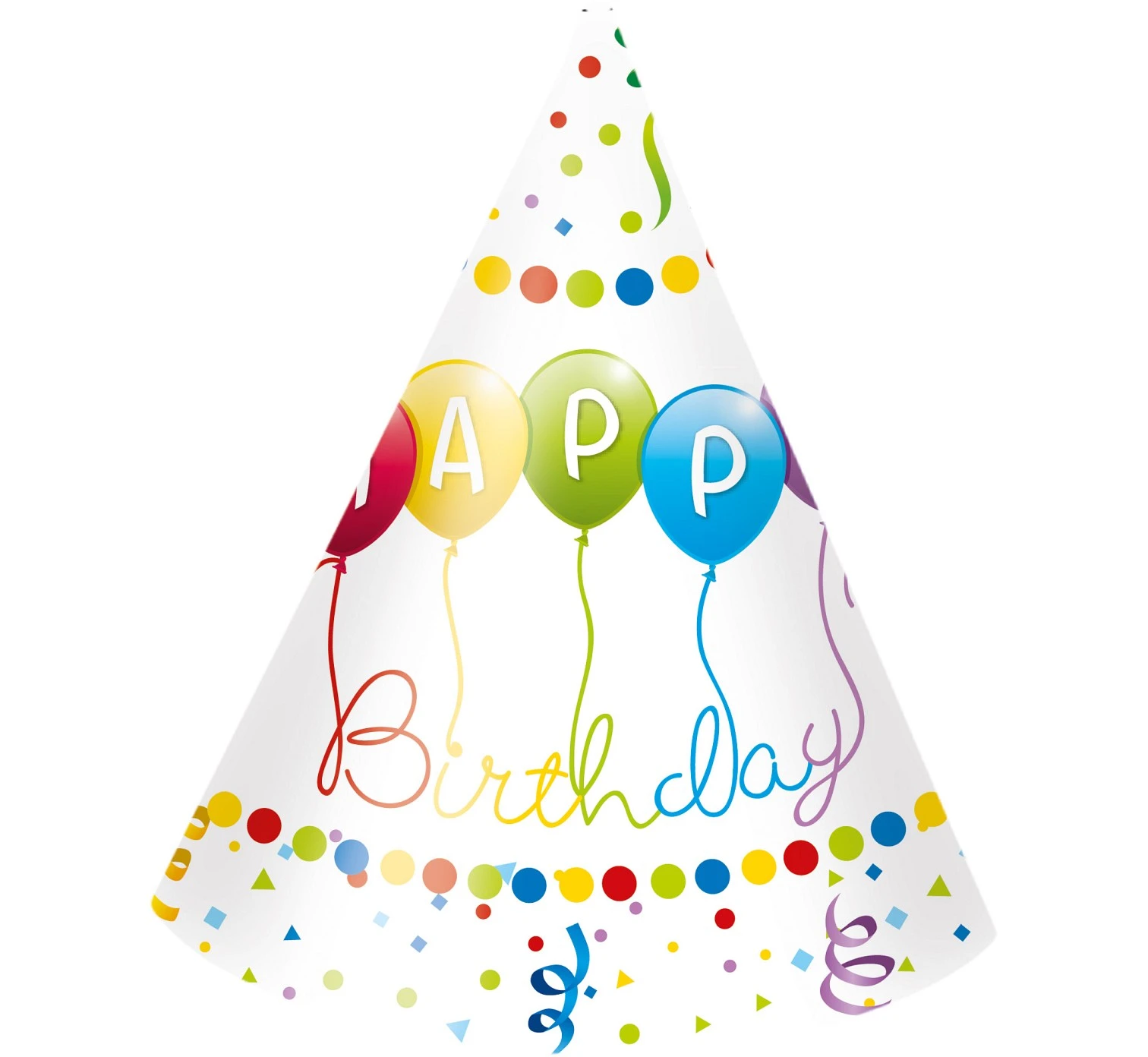 Paper Party Hats Happy Birthday Streamers, 6 Pcs