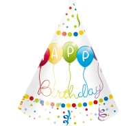 Paper Party Hats Happy Birthday Streamers, 6 Pcs