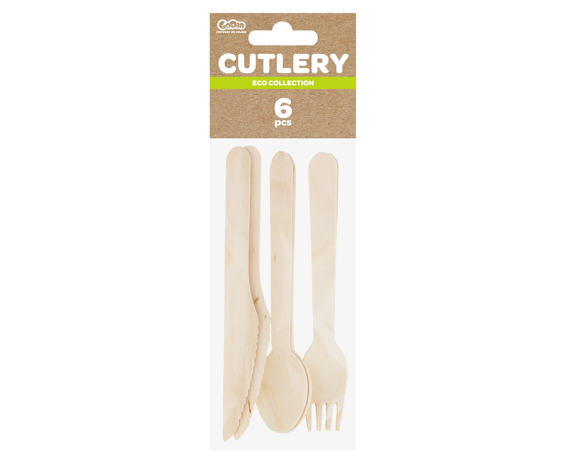 Eco collection Wooden cutlery, mix, 6 pcs