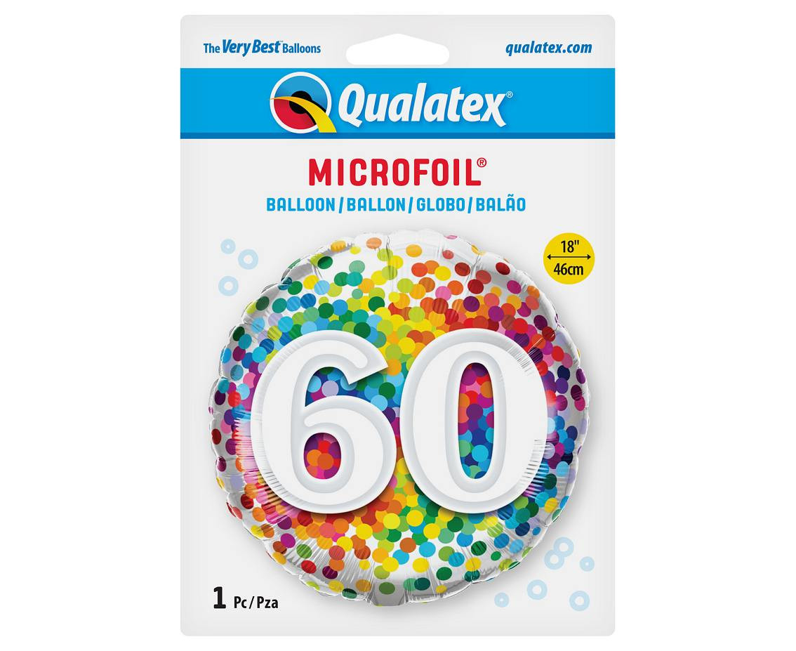 Foil balloon 18" QL CIR "60 Confetti" EOL