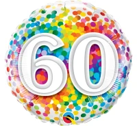 Foil balloon 18" QL CIR "60 Confetti" EOL