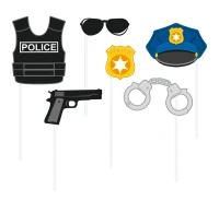 Photo booth props "Police", 6 elements EOL