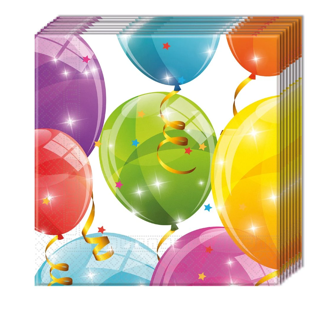 Napkins "Sparkling Balloons" , 33x33 cm, 20 pcs