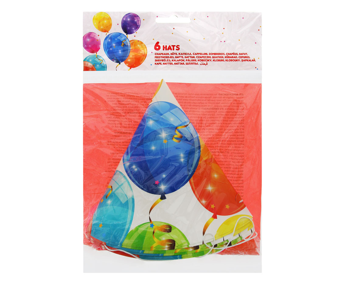 Paper hats "Sparkling Balloons", 6 pcs
