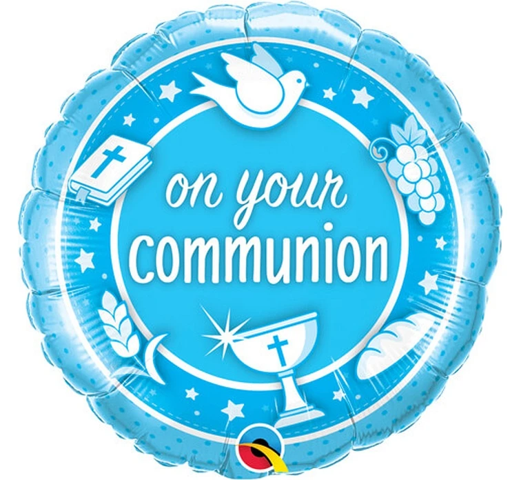 Foil balloon 18" QL CiR " On Your Communion Blue" EOL
