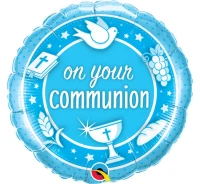 Foil balloon 18" QL CiR " On Your Communion Blue" EOL