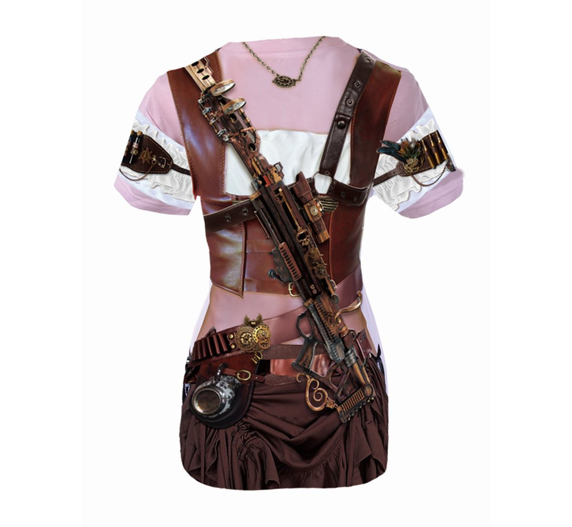 T-Shirt with Steampunk Lady printing, size M EOL