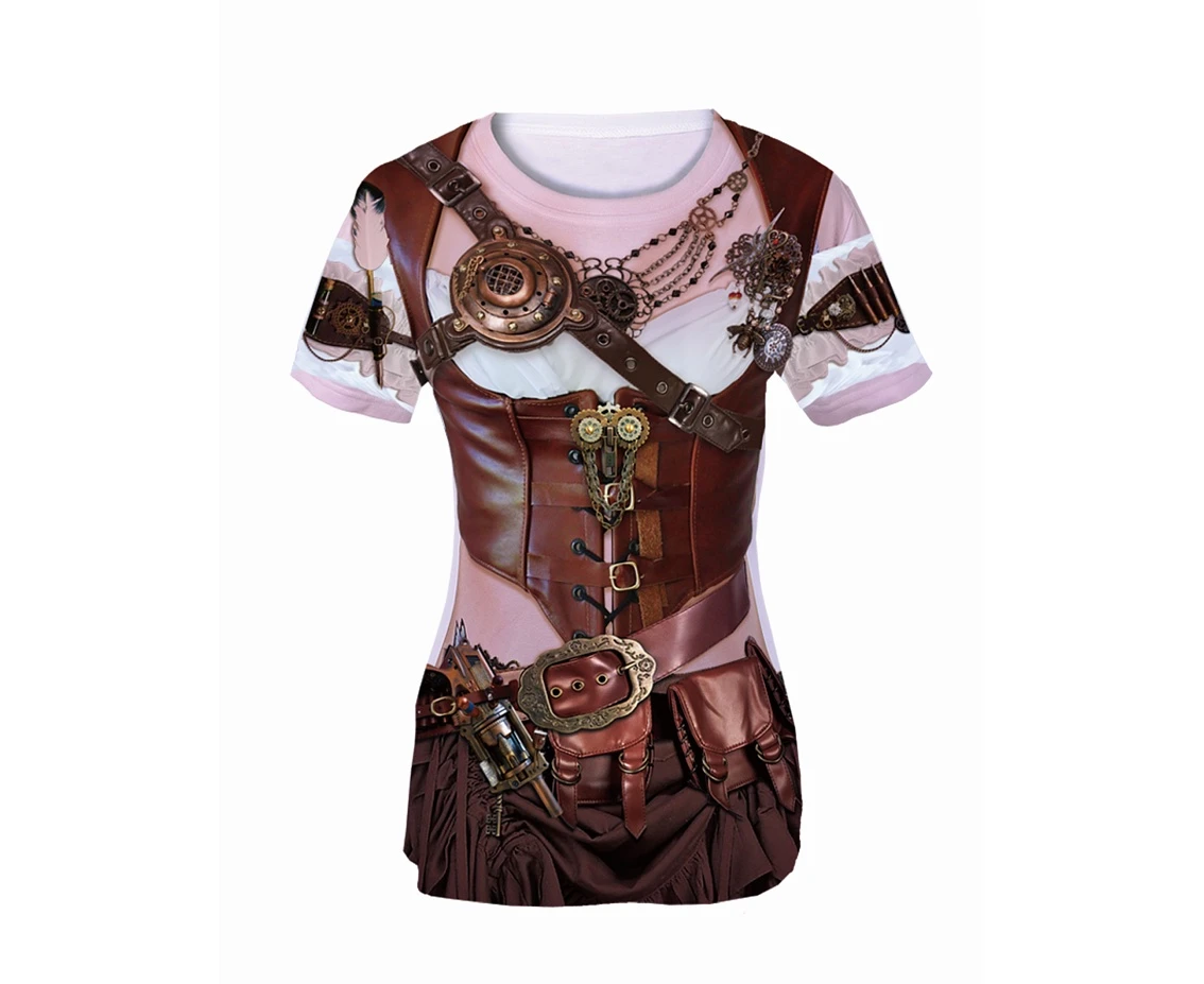 T-Shirt with Steampunk Lady printing, size L EOL
