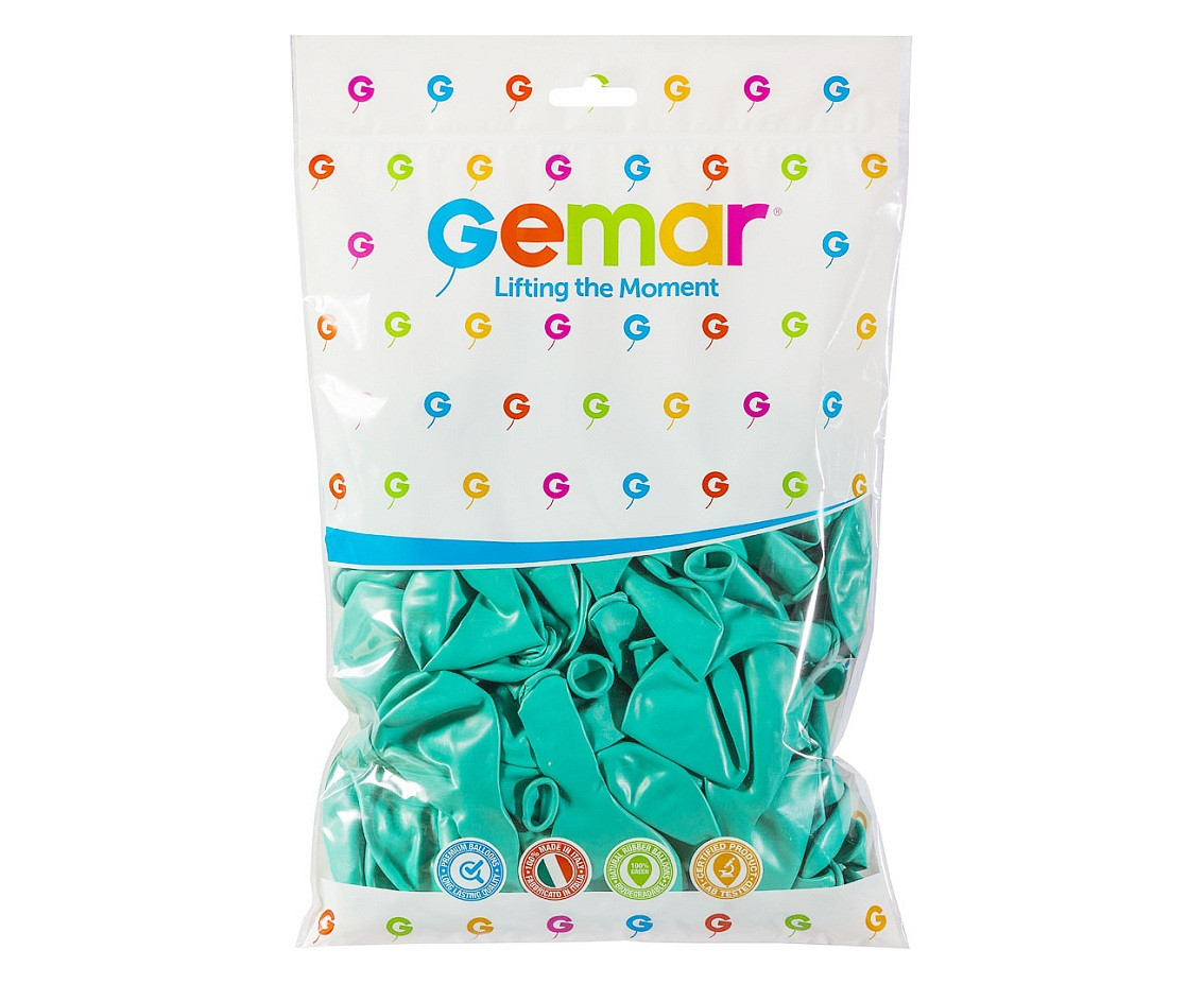Balloons Gemar 12", pastel turquoise-green macaron, 100pcs