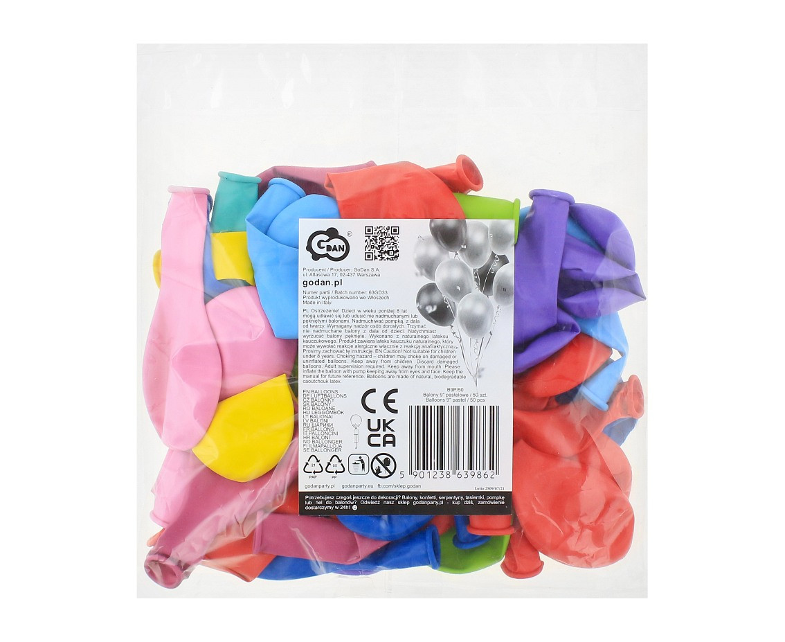 Balloons Gemar 9", pastel mix, 50pcs