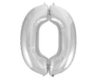 Foil balloon B&C digit 0, silver, 92 cm