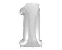 Foil balloon B&C digit 1, silver, 92 cm