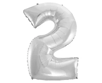 Foil balloon B&C digit 2, silver, 92 cm