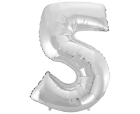 Foil balloon B&C digit 5, silver, 92 cm