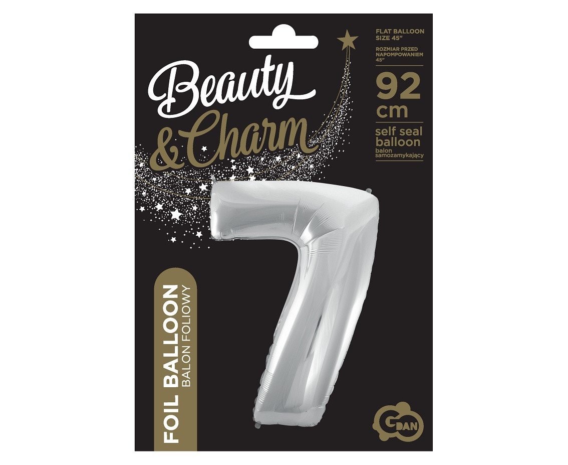 Foil balloon B&C digit 7, silver, 92 cm
