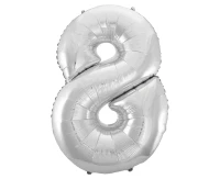 Foil balloon B&C digit 8, silver, 92 cm