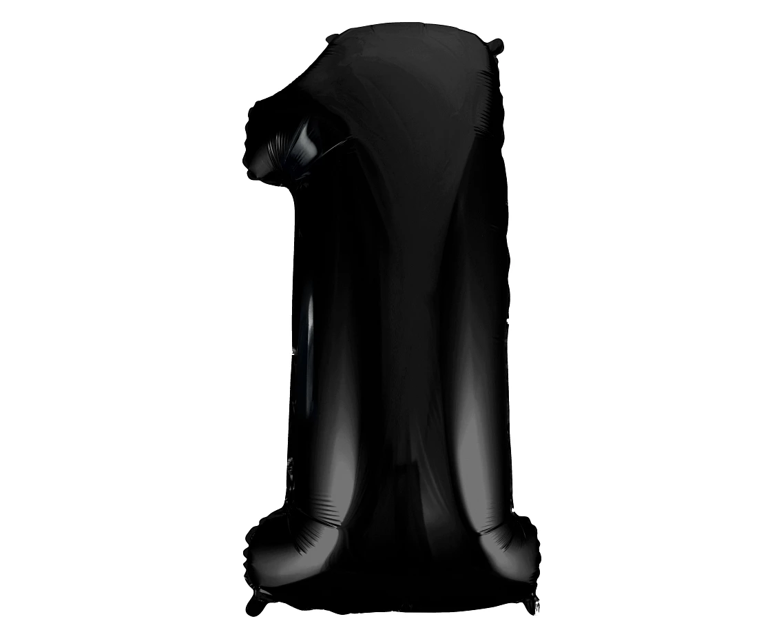 Foil balloon B&C digit 1, black, 92 cm