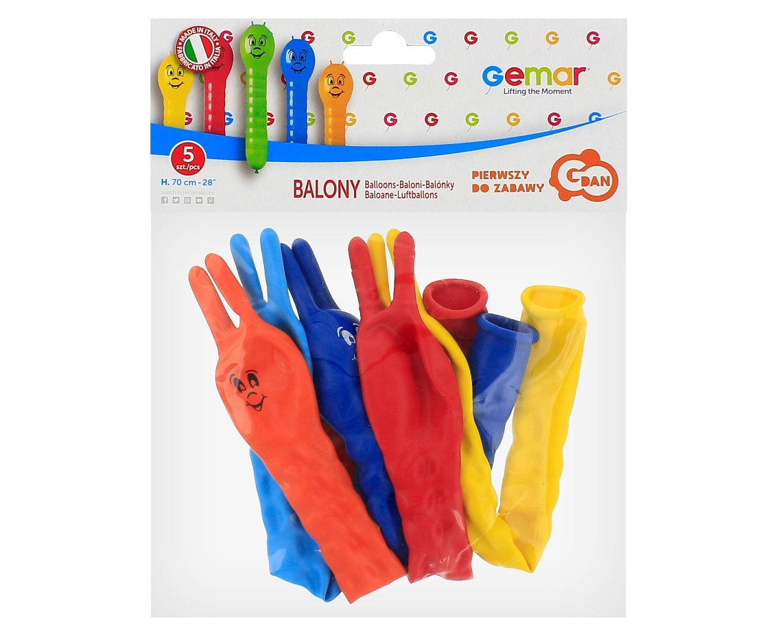 Balloons Gemar, pastel premium earthworms, 70 cm, 5pcs