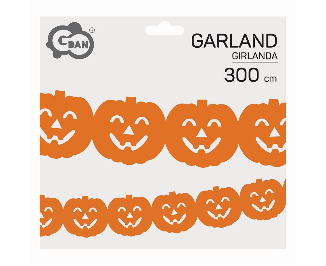Pumpkin paper garland, orange, 18.8.5x20x300 cm
