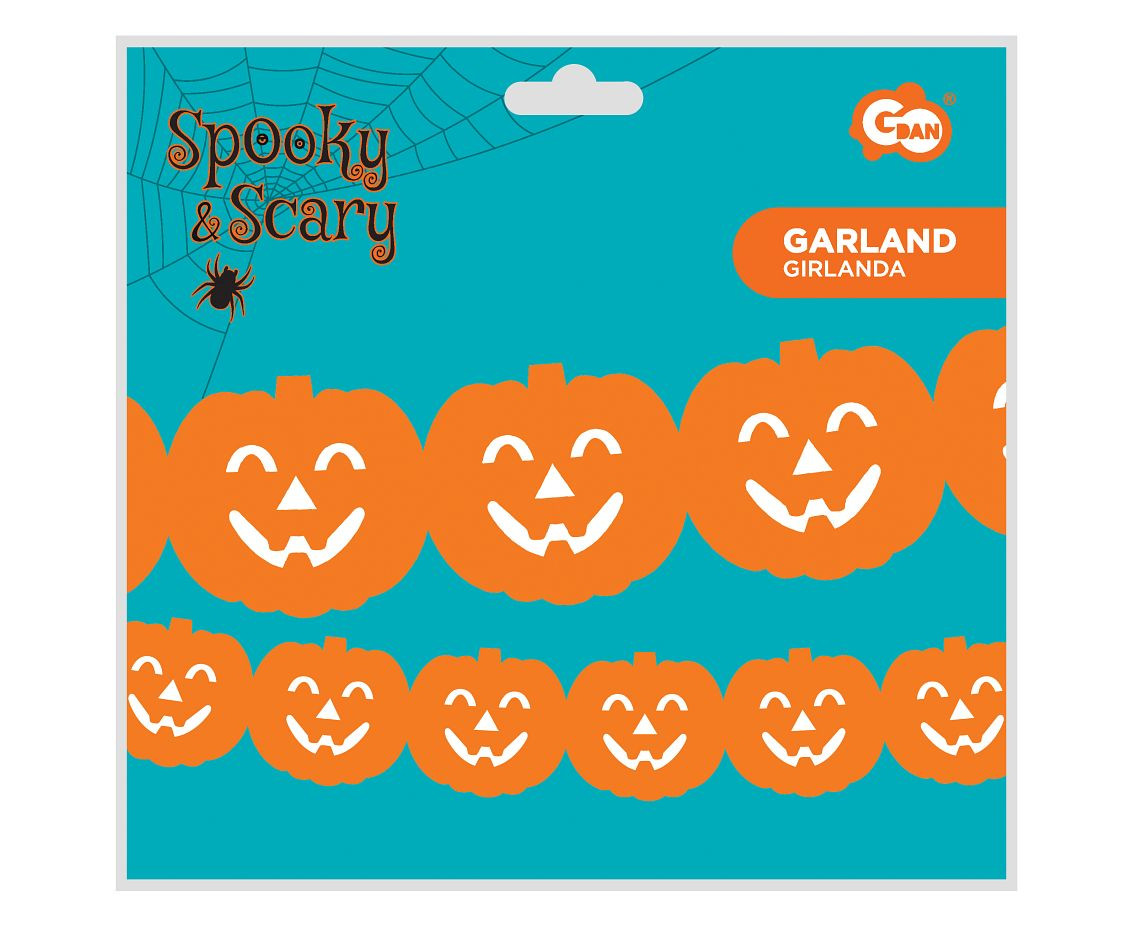 Pumpkin paper garland, orange, 18.8.5x20x300 cm