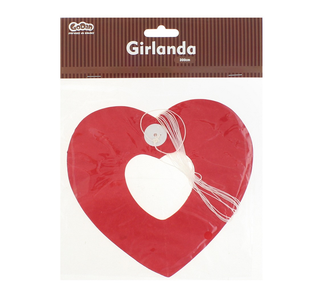 Paper garland "Heart", 17x17x300 cm EOL