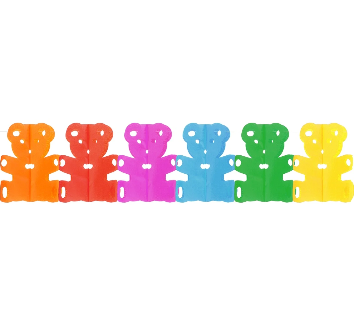 Paper garland "Rainbow Teddies", 360 x 17.8 x 18 cm EOL