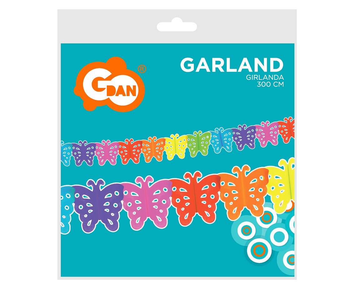 Paper garland "Rainbow Butterflies", 360 x 18.5 x 17 cm EOL
