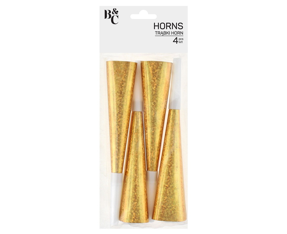 Holographic blowouts, gold with white mouthpiece / 100 pcs.