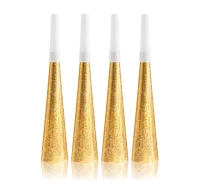 Holographic blowouts, gold with white mouthpiece / 100 pcs.
