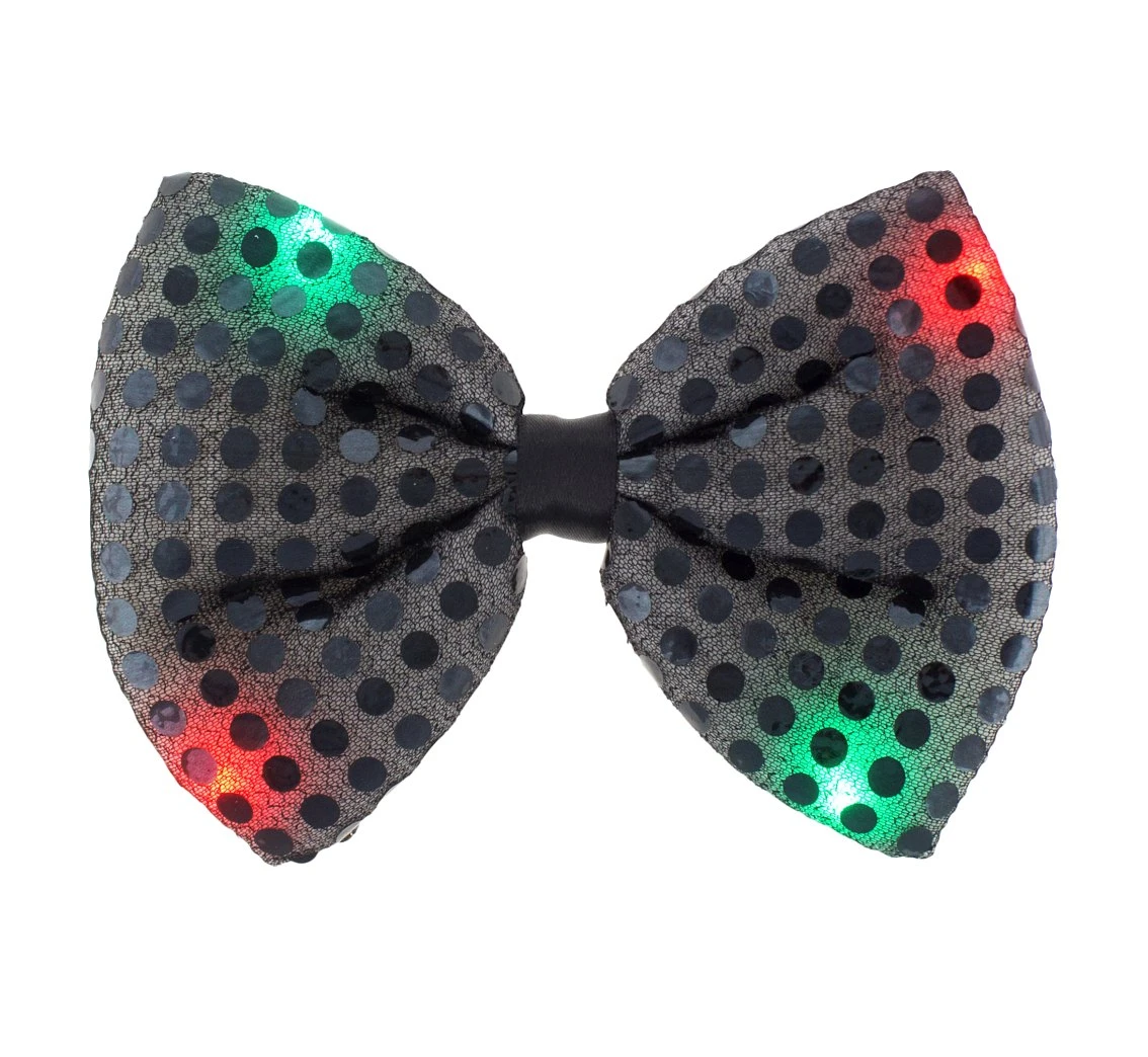 Sequin light up bow-tie, black
