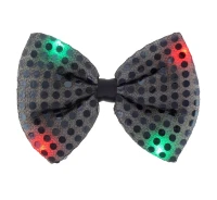 Sequin light up bow-tie, black