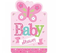 Invitations with envelopes "Welcome Little Girl", 15.8x10.8 cm, 8 pcs EOL