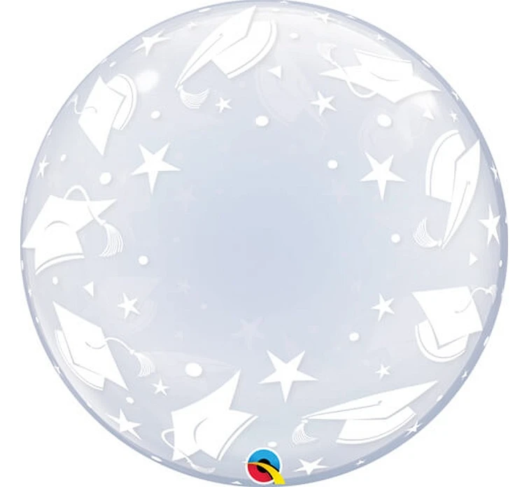 Foil balloon 22" QL Bubble Deco "Graduation Caps" EOL