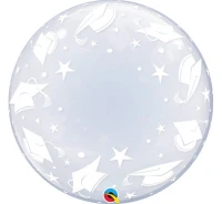 Foil balloon 22" QL Bubble Deco "Graduation Caps" EOL