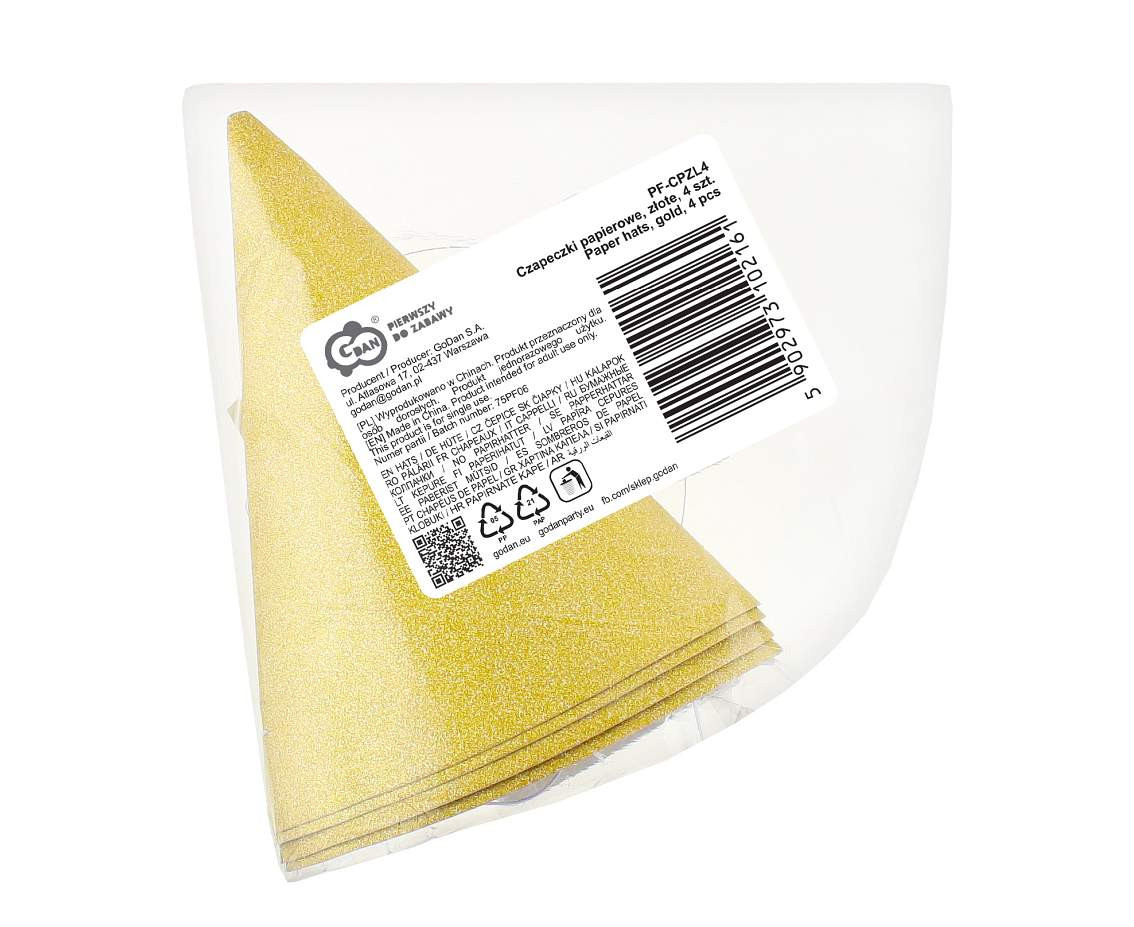 Paper hats, gold, 4 pcs