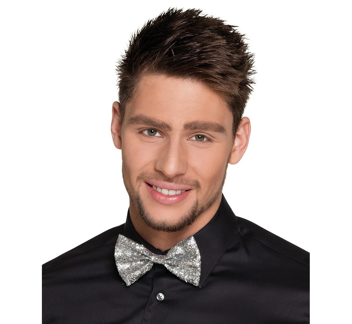 Silver brocade bow tie
