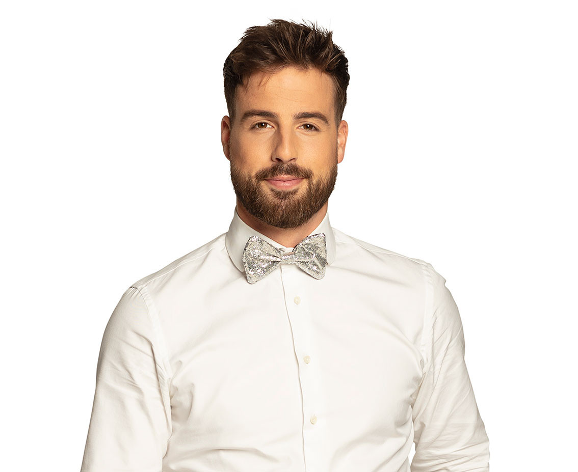 Silver brocade bow tie