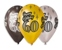 Balloons Gemar 12", premium "happy birthday 60", metallic, 6pcs