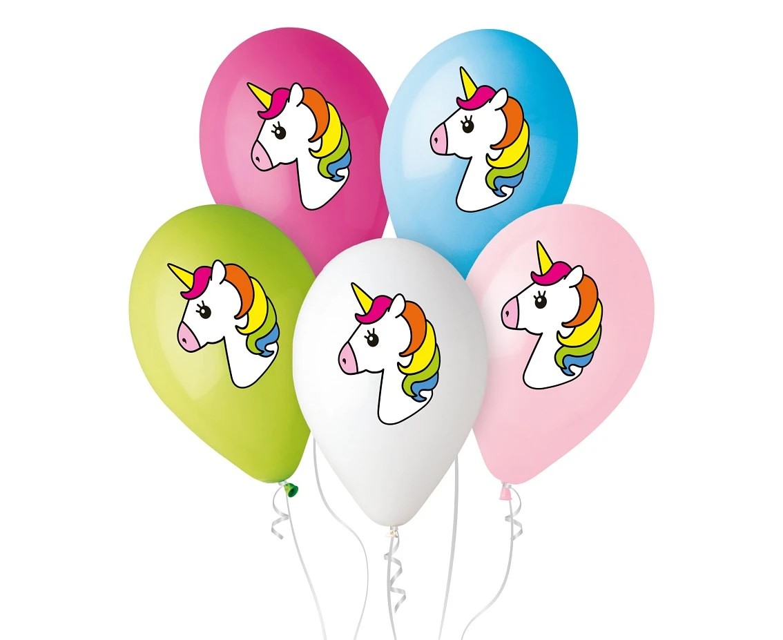 Balloons Gemar 12", pastel premium "unicorn", multicolour print, 5pcs