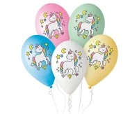 Balloons Gemar 12", pastel premium "unicorn magic night", multicolour print, 5pcs
