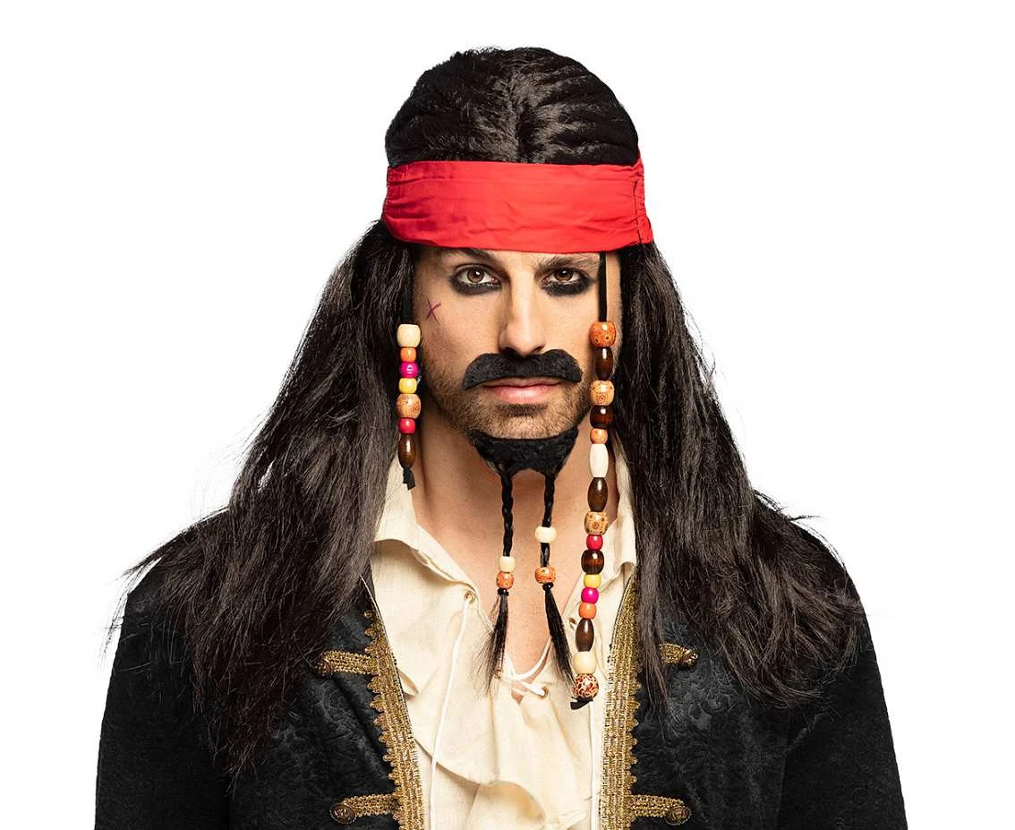 Wig Tobias with bandana, moustache and beard