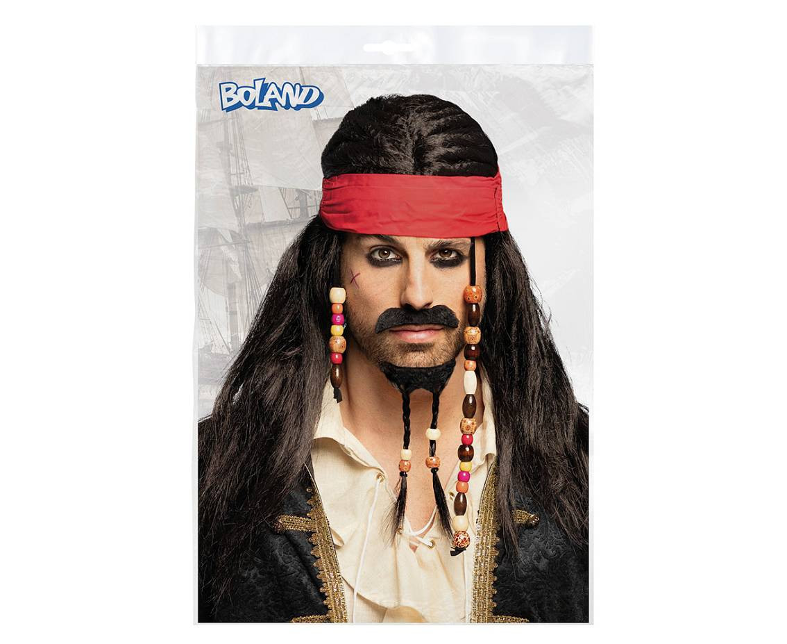 Wig Tobias with bandana, moustache and beard